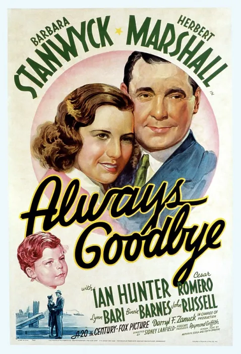 Framed Print : ALWAYS GOODBYE, US poster art, from bottom left: Johnny Russell, Barbara Stanwyck, Herbert Marshall, 1938. TM & Copyright 20th Century Fox Film Corp