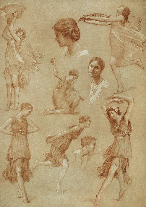 Framed Print : GORGUET, Auguste Franois Marie (1862-1927). Isadora Duncan dancing. 1918. Sketchs made with sanguine. Drawing. AISA / Everett Collection**US SALES ONLY**