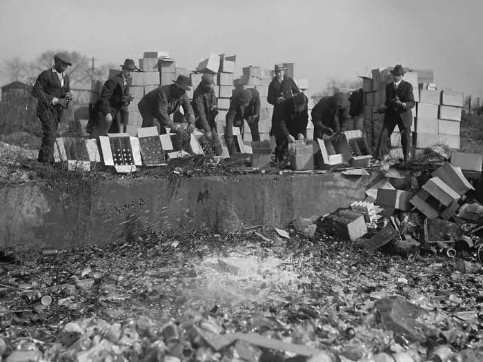 Framed Print : Government agents destroying whiskey and beer during Prohibition. Washington, DC area, Nov. 20, 1923 (BSLOC_2018_2_116)