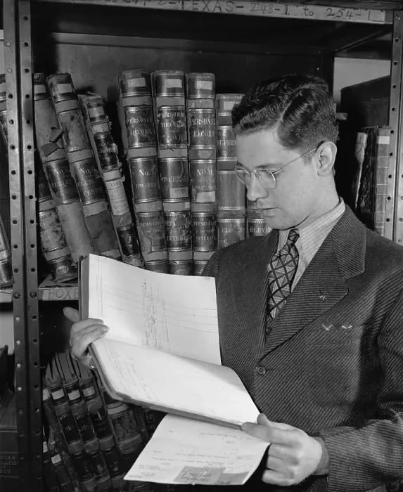Framed Print : Government employee with 1890 census records, ca. 1940. (BSLOC_2013_8_174) Framed Print : Government employee with 1890 census records, ca. 1940. (BSLOC_2013_8_174)