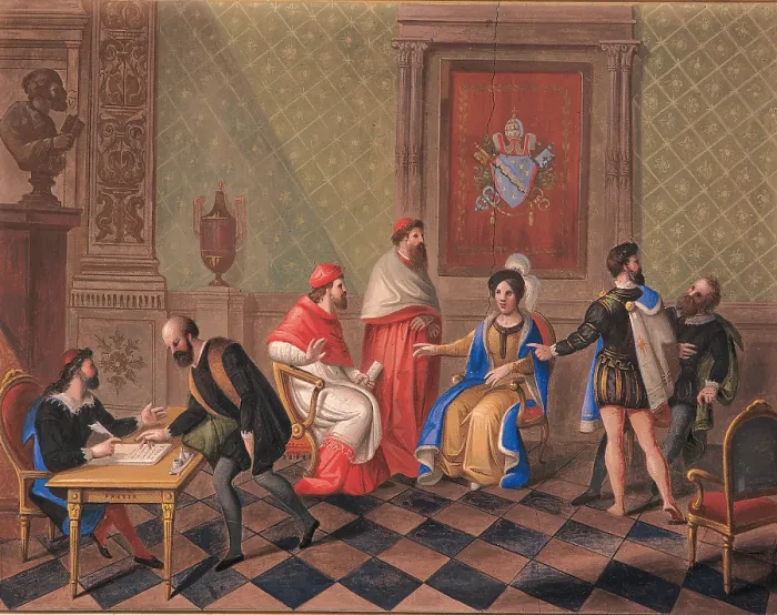 Framed Print : The Government during the Papal Rule in Ferrara, by Unknown Artist, 1598 post, 16th Century, fresco, - Italy, Emilia Romagna, Ferrara, Ferrara, Este Castle. All Framed Print : The Government during the Papal Rule in Ferrara, by Unknown Artist, 1598 post, 16th Century, fresco, - Italy, Emilia Romagna, Ferrara, Ferrara, Este Castle. All