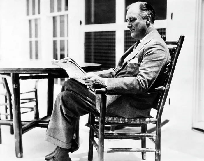 Framed Print : Governor (and future President of the U.S.) Franklin D. Roosevelt (1882-1945), on the porch of his home in Warm Springs, Georgia, May 1932