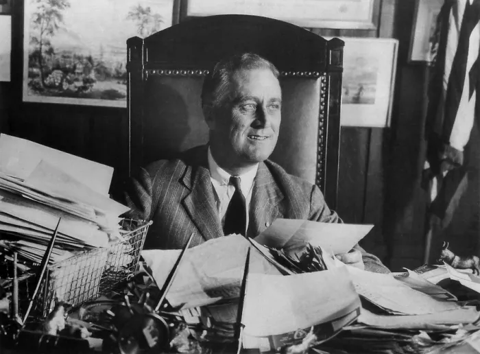 Framed Print : Governor Franklin Roosevelt at his desk in Albany, New York, 1930. (BSLOC_2013_5_84)