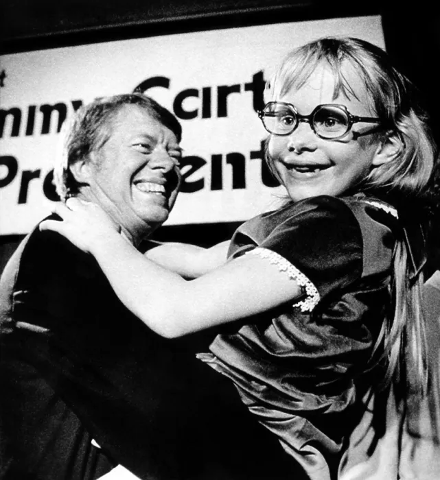 Framed Print : Governor Jimmy Carter of Georgia with his daughter, Amy, after he announced he would run for president, 1974. Courtesy: CSU Archives / Everett Collection