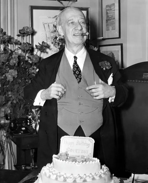 Framed Print : Former Governor of New York Alfred E. Smith, (1873-1944), celebrating his 67th birthday at his Empire State Building office in New York, December 30, 1940