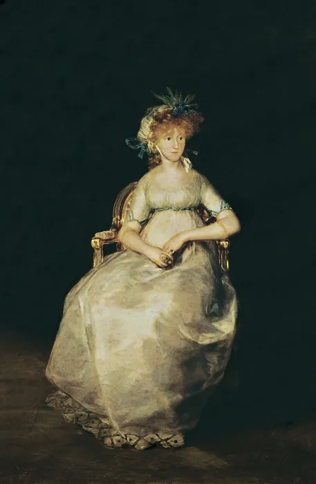 Framed Print : GOYA Y LUCIENTES, Francisco de (1746-1828). The Countess of Chinchon. 1800. Portrait of Manuel Godoy's wife, niece of King Charles IV. The ring has a portrait of Godoy Framed Print : GOYA Y LUCIENTES, Francisco de (1746-1828). The Countess of Chinchon. 1800. Portrait of Manuel Godoy's wife, niece of King Charles IV. The ring has a portrait of Godoy
