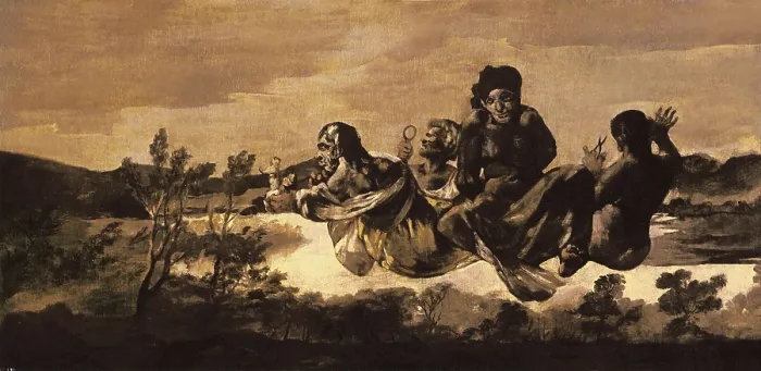 Framed Print : GOYA Y LUCIENTES, Francisco de (1746-1828). Atropos (The Fates). 1819 - 1823. Mural painting mounted on canvas