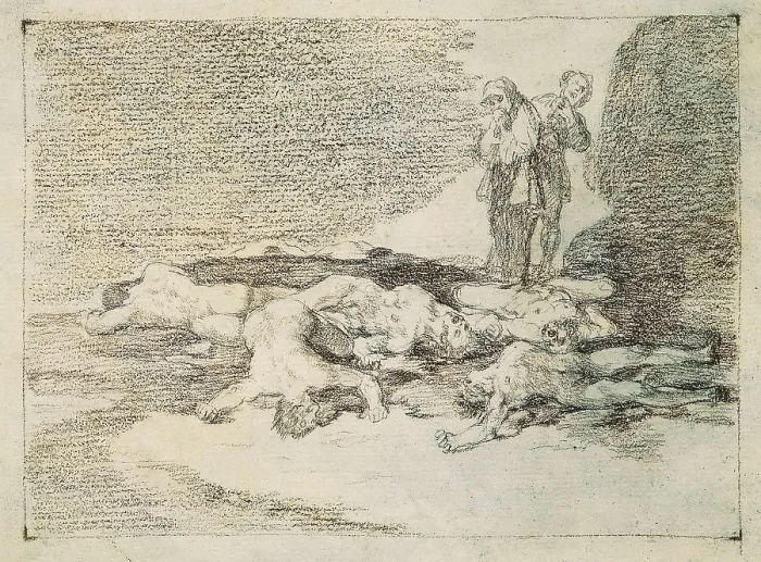 Framed Print : GOYA Y LUCIENTES, Francisco de (1746-1828). Bury them and keep quiet. ca. 1810 - ca. 1812. Plate 18 of 'The Disasters of War'. Preparatory drawing. Drawing. SPAIN Framed Print : GOYA Y LUCIENTES, Francisco de (1746-1828). Bury them and keep quiet. ca. 1810 - ca. 1812. Plate 18 of 'The Disasters of War'. Preparatory drawing. Drawing. SPAIN