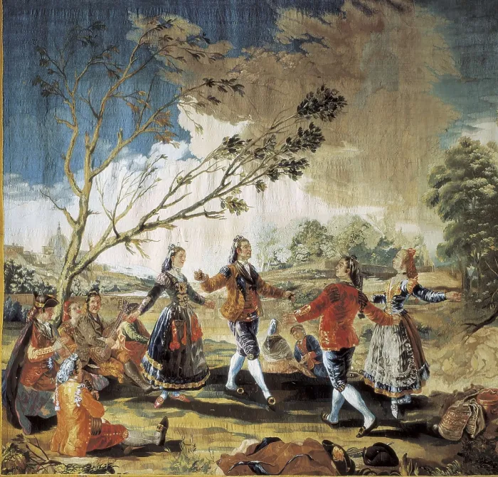 Framed Print : GOYA Y LUCIENTES, Francisco de (1746-1828). Picnic on the Banks of the Manzanares. 1780s. SPAIN. San Lorenzo de El Escorial. Royal Monastery of San Lorenzo de El Escorial