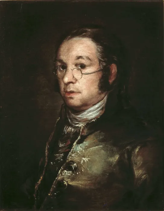 Framed Print : GOYA Y LUCIENTES, Francisco de (1746-1828). Self-Portrait. ca. 1797-1800. Sefl-portrait with spectacles. Oil on canvas. FRANCE. Bayonne. Muse Bonnat (Bonnat Museum)