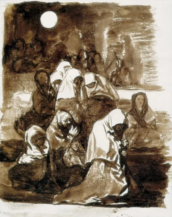 Framed Print : GOYA Y LUCIENTES, Francisco de (1746-1828). Group of Women Praying. 18th c.-19th c. Drawing. SPAIN. Madrid. National Library. AISA / Everett Collection**US SALES ONLY**