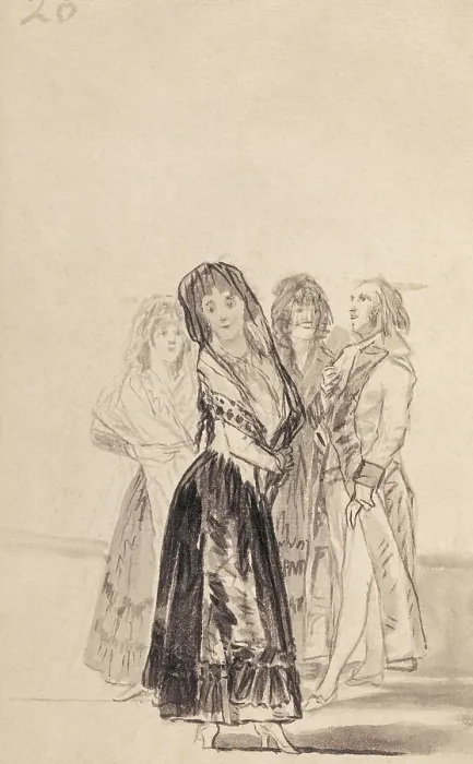 Framed Print : GOYA Y LUCIENTES, Francisco de (1746-1828). Lady with two Companions and a Gentleman. Drawing. SPAIN. Madrid. Prado Museum. AISA / Everett Collection**US SALES ONLY**