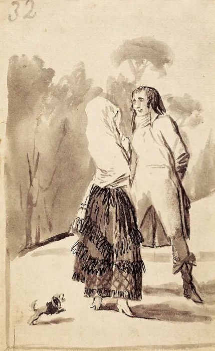 Framed Print : GOYA Y LUCIENTES, Francisco de (1746-1828). The Meeting. Drawing. SPAIN. Madrid. Prado Museum. AISA / Everett Collection**US SALES ONLY**