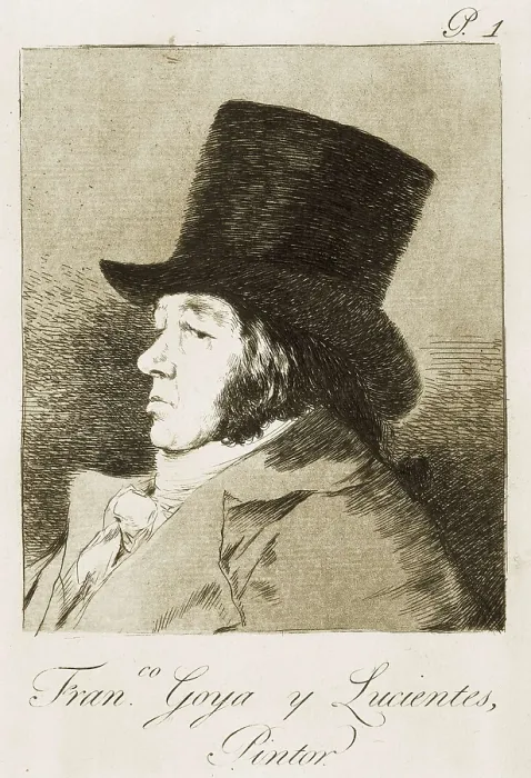 Framed Print : GOYA Y LUCIENTES, Francisco de (1746-1828). Caprices. Francisco de Goya y Lucientes, Painter. 1799. Capricho plate 1, etching, aquatint, drypoint and burin. Engraving; Etching