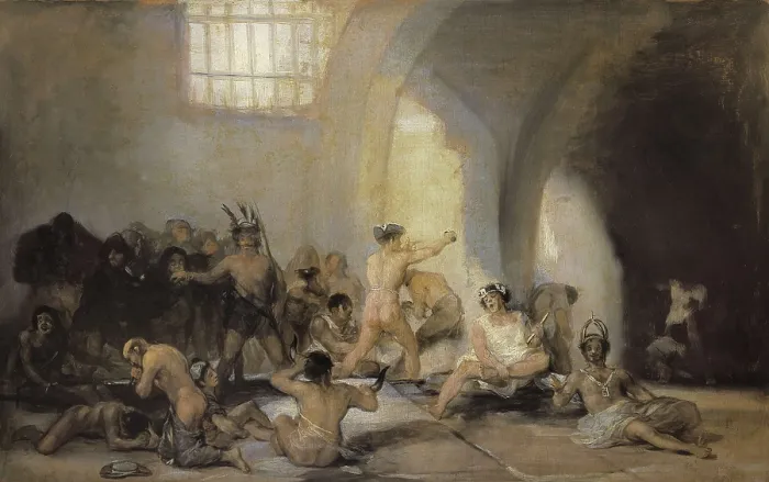 Framed Print : GOYA Y LUCIENTES, Francisco de (1746-1828). The Madhouse. 1815-1819. Oil on wood. SPAIN. Madrid. St. Fernando Royal Academy Museum. AISA / Everett Collection**US SALES ONLY**