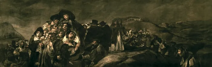 Framed Print : GOYA Y LUCIENTES, Francisco de (1746-1828). A Pilgrimage to San Isidro. 1819 - 1823. Mural painting mounted on canvas
