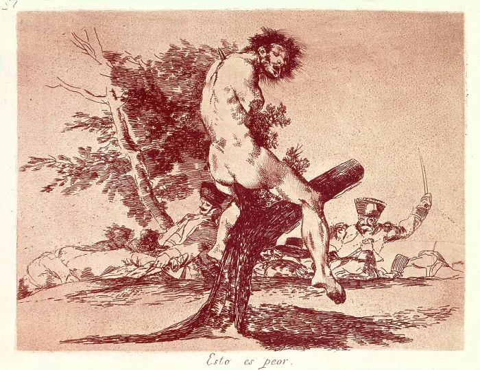 Framed Print : GOYA Y LUCIENTES, Francisco de (1746-1828). The Disasters of War. This Is Worse. 1810-1820. Etching. SPAIN. Madrid. National Library