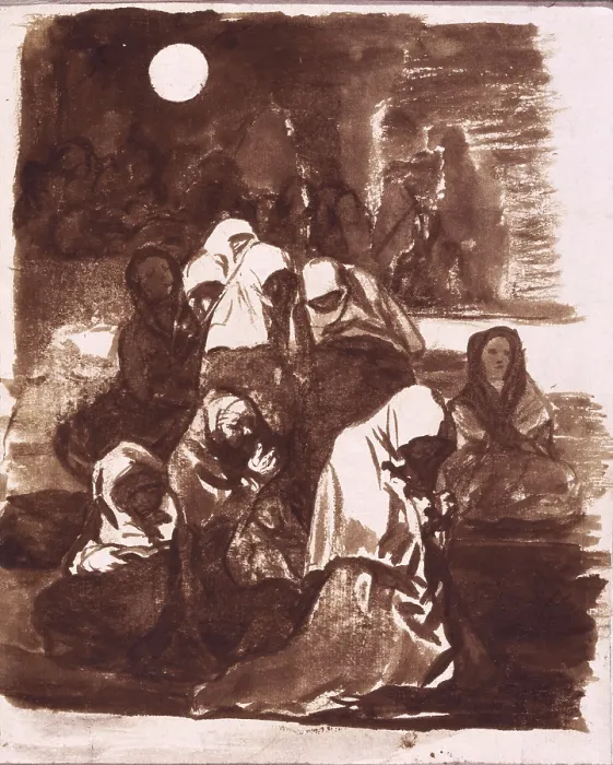 Framed Print : GOYA Y LUCIENTES, Francisco de (1746-1828). Group of Women Praying. 18th c.-19th c. Drawing. SPAIN. Madrid. National Library