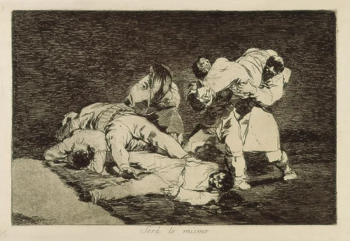 Framed Print : GOYA Y LUCIENTES, Francisco de (1746-1828). It will be the same. 1810-1812. Plate 21 of 'The Disasters of War'. Etching. SPAIN. Madrid. National Library Framed Print : GOYA Y LUCIENTES, Francisco de (1746-1828). It will be the same. 1810-1812. Plate 21 of 'The Disasters of War'. Etching. SPAIN. Madrid. National Library