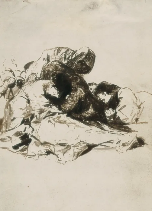 Framed Print : GOYA Y LUCIENTES, Francisco de (1746-1828). Starving Woman. 1790s. Wash drawing from the topic 'Prisiones, Suplicios y Libertad'. Drawing. SPAIN. Madrid. Prado Museum