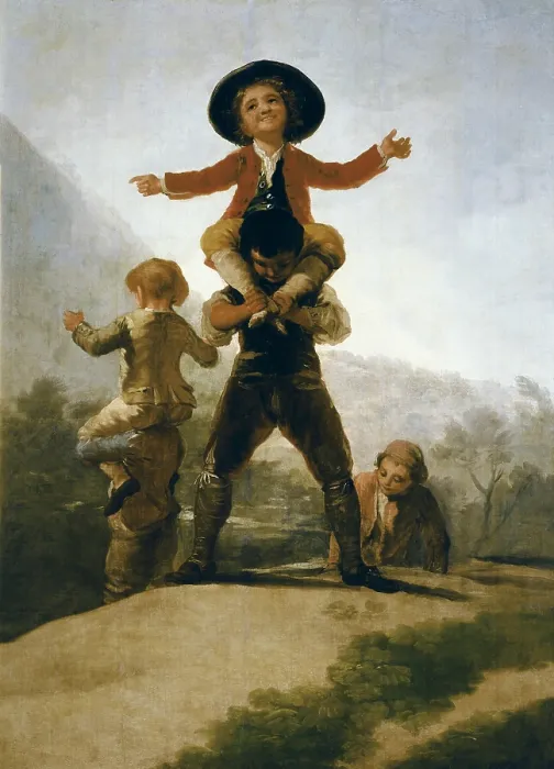 Framed Print : GOYA Y LUCIENTES, Francisco de (1746-1828). The Little Giants. 1791 - 1792. The tapestry, at El Escorial. Oil on canvas. SPAIN. Madrid. Prado Museum