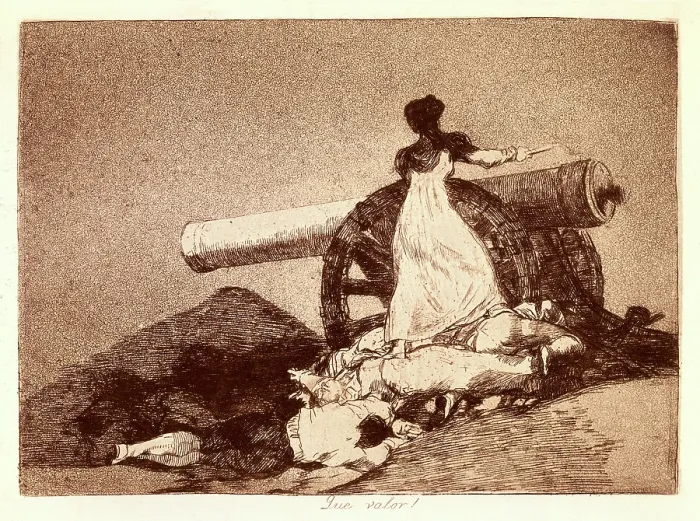 Framed Print : GOYA Y LUCIENTES, Francisco de (1746-1828). What courage! 1810 - 1812. 1810-1812. Plate 7 of 'The Disasters of War'. Etching. SPAIN. Madrid. National Library Framed Print : GOYA Y LUCIENTES, Francisco de (1746-1828). What courage! 1810 - 1812. 1810-1812. Plate 7 of 'The Disasters of War'. Etching. SPAIN. Madrid. National Library