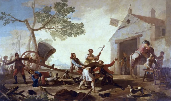 Framed Print : GOYA Y LUCIENTES, Francisco de (1746-1828). Fight at the New Inn. 1777. Cartoon for tapestry Framed Print : GOYA Y LUCIENTES, Francisco de (1746-1828). Fight at the New Inn. 1777. Cartoon for tapestry