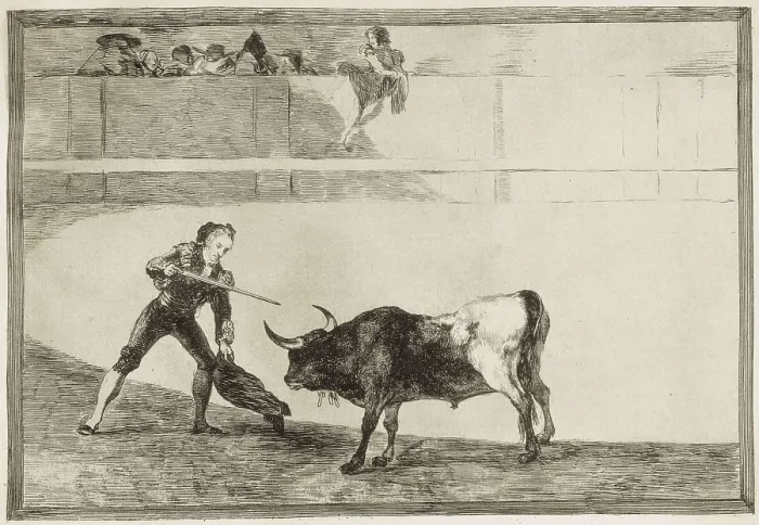 Framed Print : GOYA Y LUCIENTES, Francisco de (1746-1828). Pedro Romero killing the halted bull. 1816. Plate 30 of 'The Art of Bullfighting'. Etching. SPAIN. Madrid. National Library