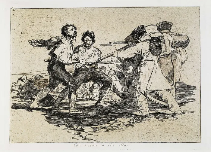 Framed Print : GOYA Y LUCIENTES, Francisco de (1746-1828). The Disasters of War. With Reason, or Without. 1810-1820. Engraving. SPAIN. Madrid. National Library Framed Print : GOYA Y LUCIENTES, Francisco de (1746-1828). The Disasters of War. With Reason, or Without. 1810-1820. Engraving. SPAIN. Madrid. National Library