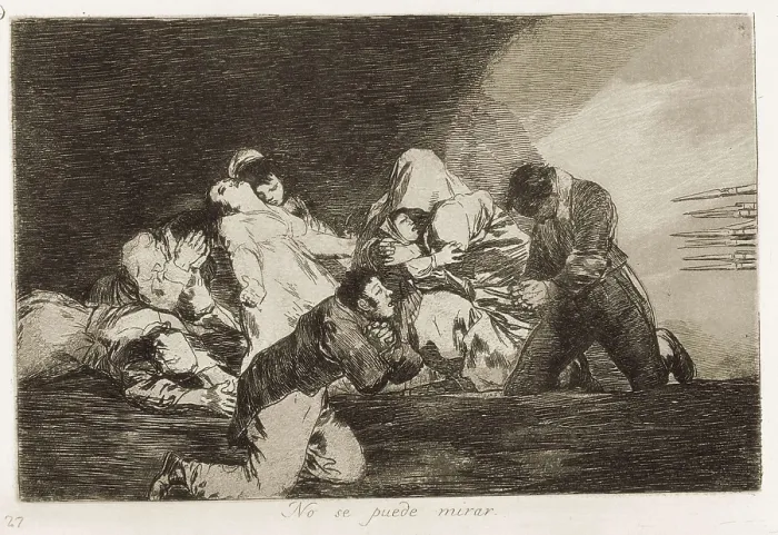 Framed Print : GOYA Y LUCIENTES, Francisco de (1746-1828). One can't look. 1810-1812. Plate 26 of 'The Disasters of War'. Etching. SPAIN. Madrid. National Library Framed Print : GOYA Y LUCIENTES, Francisco de (1746-1828). One can't look. 1810-1812. Plate 26 of 'The Disasters of War'. Etching. SPAIN. Madrid. National Library