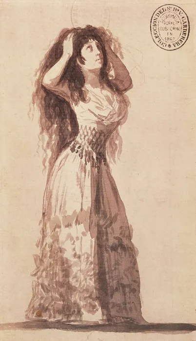 Framed Print : GOYA Y LUCIENTES, Francisco de (1746-1828). The Duchess of Alba Arranging Her Hair. 1796. Drawing. SPAIN. Madrid. National Library. AISA / Everett Collection**US SALES ONLY**