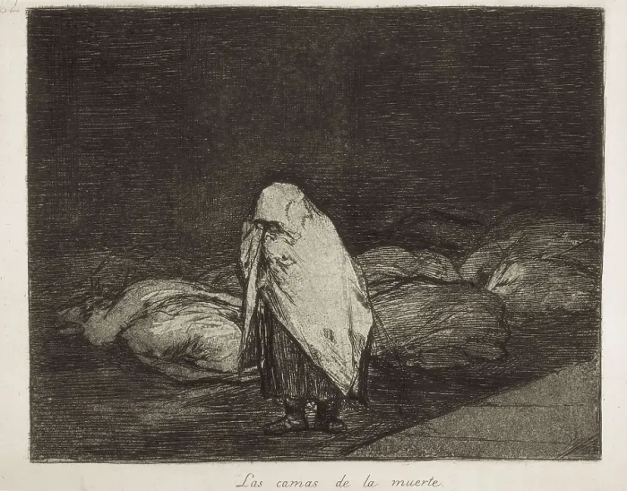 Framed Print : GOYA Y LUCIENTES, Francisco de (1746-1828). The beds of death. 1810-1820. Plate 62 of 'The Disasters of War'. Etching. SPAIN. Madrid. National Library