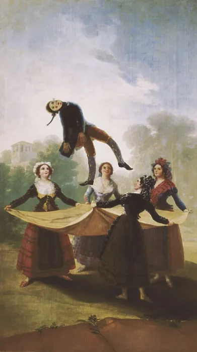 Framed Print : GOYA Y LUCIENTES, Francisco de (1746-1828). El Pelele (The Straw Mannikin). 1791 - 1792. Painted for the Infantes Bedroom at El Pardo, where the tapestry is kept