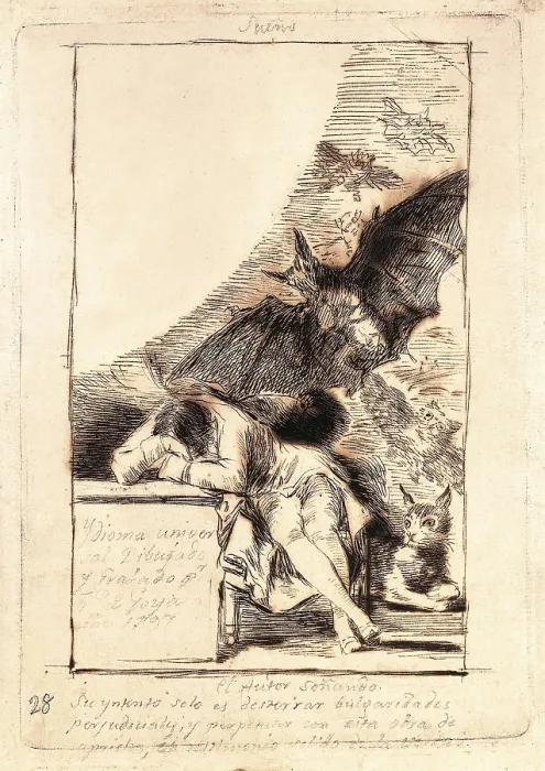 Framed Print : GOYA Y LUCIENTES, Francisco de (1746-1828). Los Caprichos. 1797. Preparatory drawing for plate 43 of 'Los Caprichos'. Drawing. SPAIN. Madrid. Prado Museum