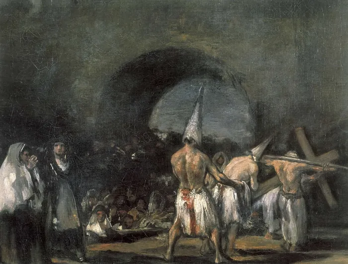 Framed Print : GOYA Y LUCIENTES, Francisco de (1746-1828). Scene of Flagellants. s.XIX. Work attributed to Goya. Oil on canvas. SPAIN. Madrid. Lzaro Galdiano Foundation
