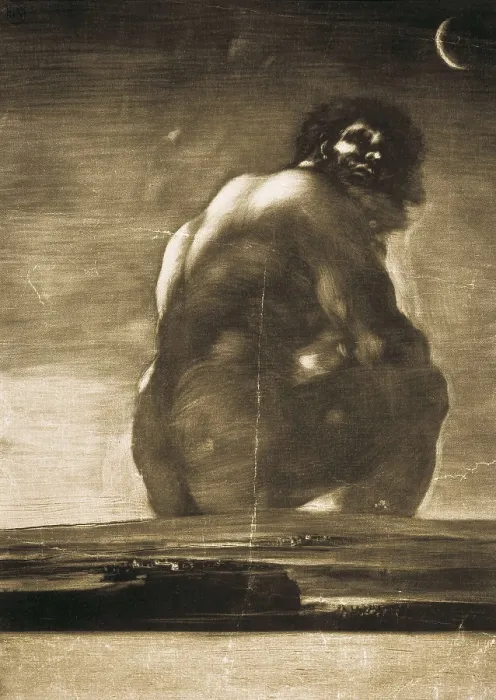 Framed Print : GOYA Y LUCIENTES, Francisco de (1746-1828). The Colossus. 1810-1818. Watered ink on paper. Etching. SPAIN. Madrid. National Library. AISA / Everett Collection**US SALES ONLY**