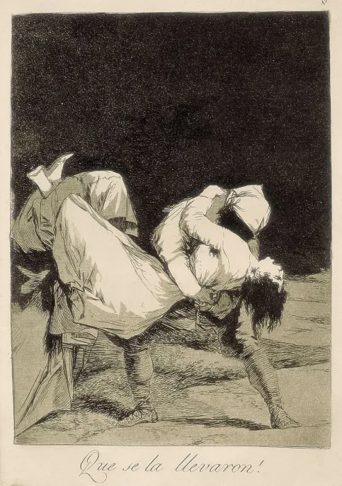 Framed Print : GOYA Y LUCIENTES, Francisco de (1746-1828). They carried her off!. 1799. Capricho plate 8, etching and aquatint. Etching; Engraving. SPAIN. Madrid. National Library