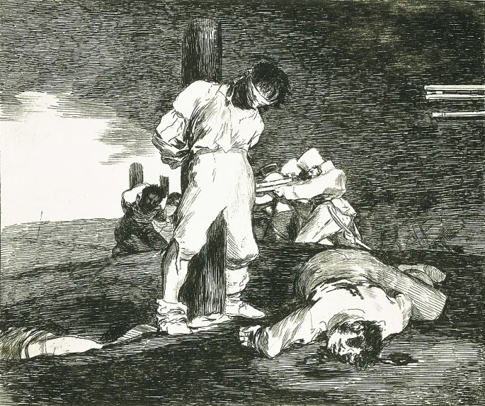 Framed Print : GOYA Y LUCIENTES, Francisco de (1746-1828). And there's no help for it. 1810-1820. Plate 15 of 'The Disasters of War'. Etching. SPAIN. Madrid. National Library