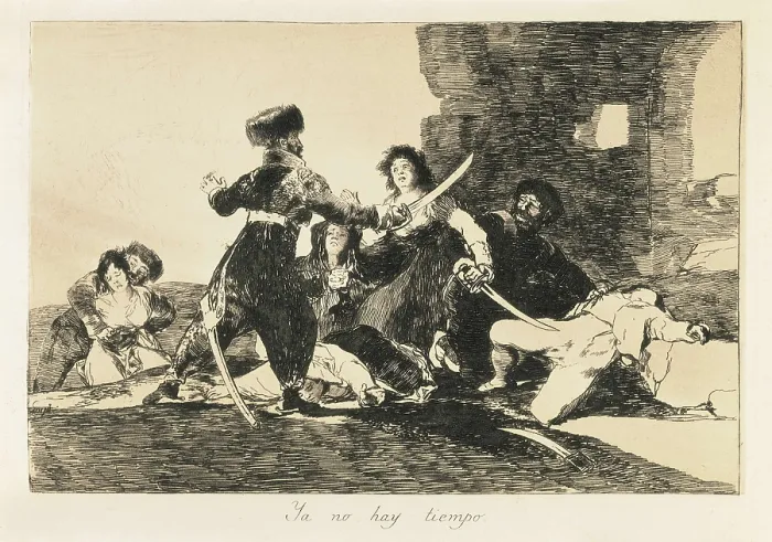 Framed Print : GOYA Y LUCIENTES, Francisco de (1746-1828). There isn't time now. 1810-1812. Plate 19 of 'The Disasters of War'. Etching. SPAIN. Madrid. National Library Framed Print : GOYA Y LUCIENTES, Francisco de (1746-1828). There isn't time now. 1810-1812. Plate 19 of 'The Disasters of War'. Etching. SPAIN. Madrid. National Library