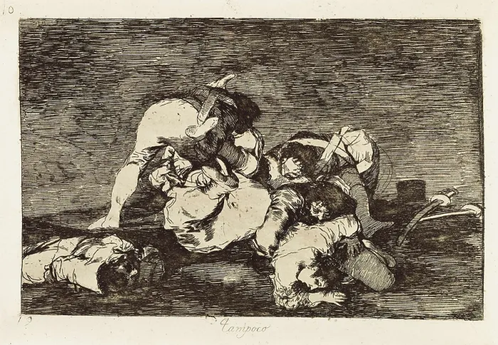 Framed Print : GOYA Y LUCIENTES, Francisco de (1746-1828). Neither do they. 1810-1812. Plate 10 of 'The Disasters of War'. Etching. SPAIN. Madrid. National Library Framed Print : GOYA Y LUCIENTES, Francisco de (1746-1828). Neither do they. 1810-1812. Plate 10 of 'The Disasters of War'. Etching. SPAIN. Madrid. National Library