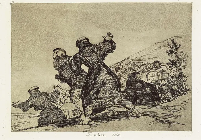 Framed Print : GOYA Y LUCIENTES, Francisco de (1746-1828). Here too. 1812-1815. Plate 43 of 'The Disasters of War'. Etching. SPAIN. Madrid. National Library
