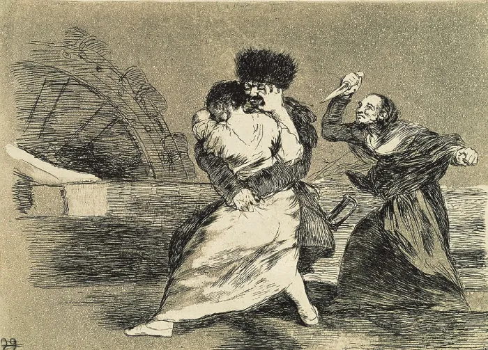 Framed Print : GOYA Y LUCIENTES, Francisco de (1746-1828). They don't like it. 1810-1812. Plate 9 of 'The Disasters of War'. Etching. SPAIN. Madrid. National Library Framed Print : GOYA Y LUCIENTES, Francisco de (1746-1828). They don't like it. 1810-1812. Plate 9 of 'The Disasters of War'. Etching. SPAIN. Madrid. National Library