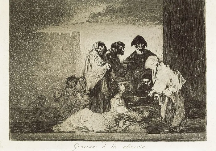 Framed Print : GOYA Y LUCIENTES, Francisco de (1746-1828). Thanks to the millet. 1810-1820. Plate 51 of 'The Disasters of War'. Etching. SPAIN. Madrid. National Library