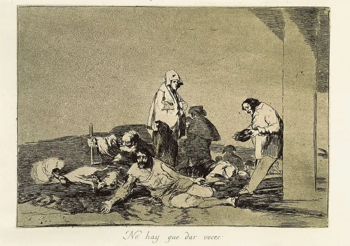 Framed Print : GOYA Y LUCIENTES, Francisco de (1746-1828). It's no use crying out. 1812-1815. Plate 58 of 'The Disasters of War'. Etching. SPAIN. Madrid. National Library