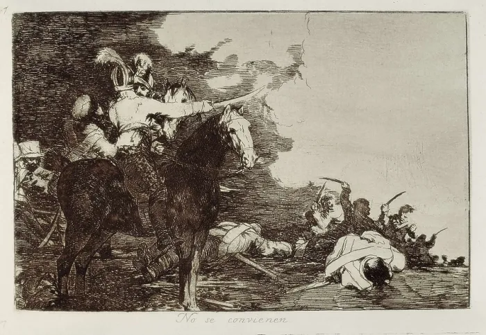 Framed Print : GOYA Y LUCIENTES, Francisco de (1746-1828). They do not agree. 1810-1812. Plate 17 of 'The Disasters of War'. Etching. SPAIN. Madrid. National Library