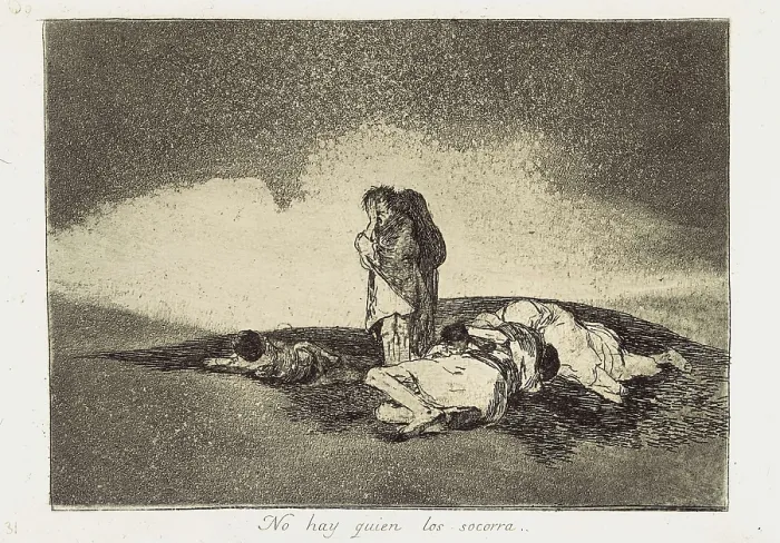 Framed Print : GOYA Y LUCIENTES, Francisco de (1746-1828). There is no-one to help them. 1812-1815. Plate 60 of 'The Disasters of War'. Etching. SPAIN. Madrid. National Library