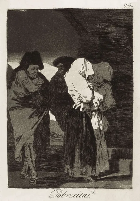 Framed Print : GOYA Y LUCIENTES, Francisco de (1746-1828). Poor little girls!. 1797 - 1799. Plate 22 of 'Los Caprichos', etching and burnished aquatint. Etching; Engraving. SPAIN