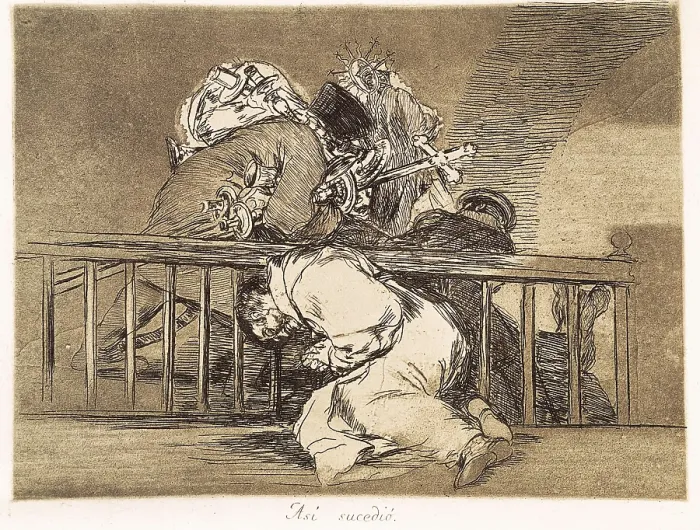Framed Print : GOYA Y LUCIENTES, Francisco de (1746-1828). This is how it happened. 1810-1812. Plate 47 of 'The Disasters of War'. Etching. SPAIN. Madrid. National Library