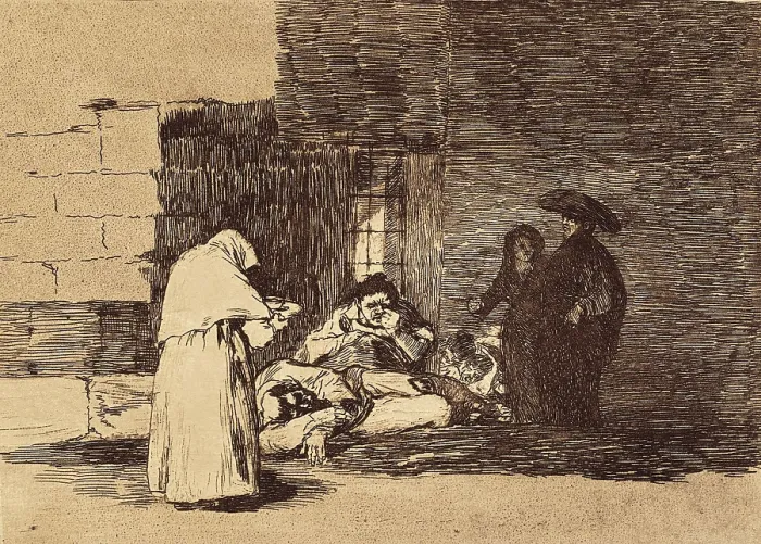Framed Print : GOYA Y LUCIENTES, Francisco de (1746-1828). A woman's charity. 1810-1820. Plate 49 of 'The Disasters of War'. Etching. SPAIN. Madrid. National Library Framed Print : GOYA Y LUCIENTES, Francisco de (1746-1828). A woman's charity. 1810-1820. Plate 49 of 'The Disasters of War'. Etching. SPAIN. Madrid. National Library