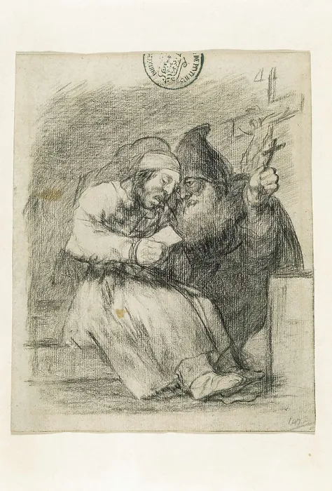 Framed Print : GOYA Y LUCIENTES, Francisco de (1746-1828). Le ayuda a bien morir (He helps him to die). Drawing. SPAIN. Madrid. Prado Museum. AISA / Everett Collection**US SALES ONLY**